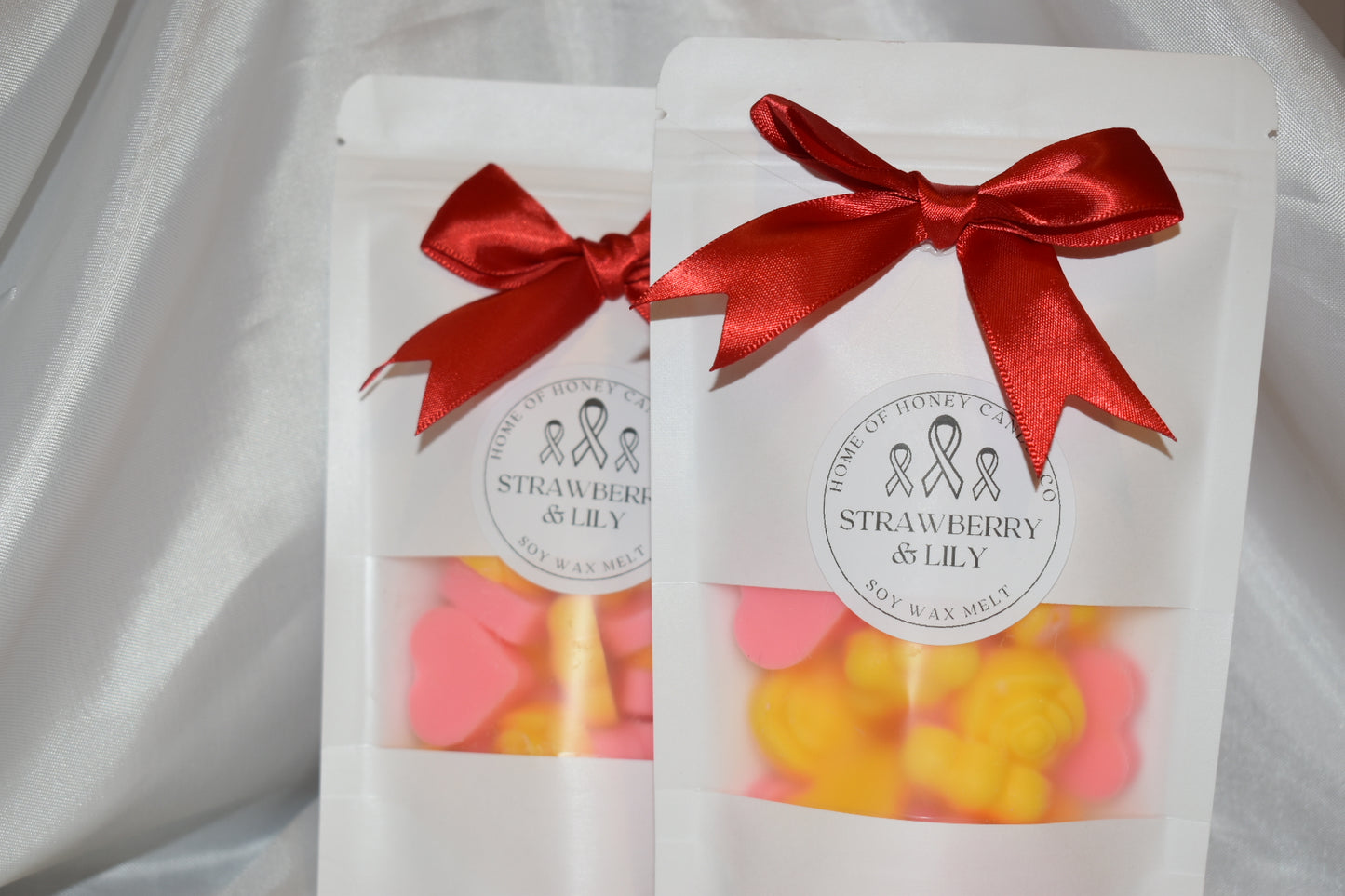 RED RIBBON Stroke Charity wax melt shape bag
