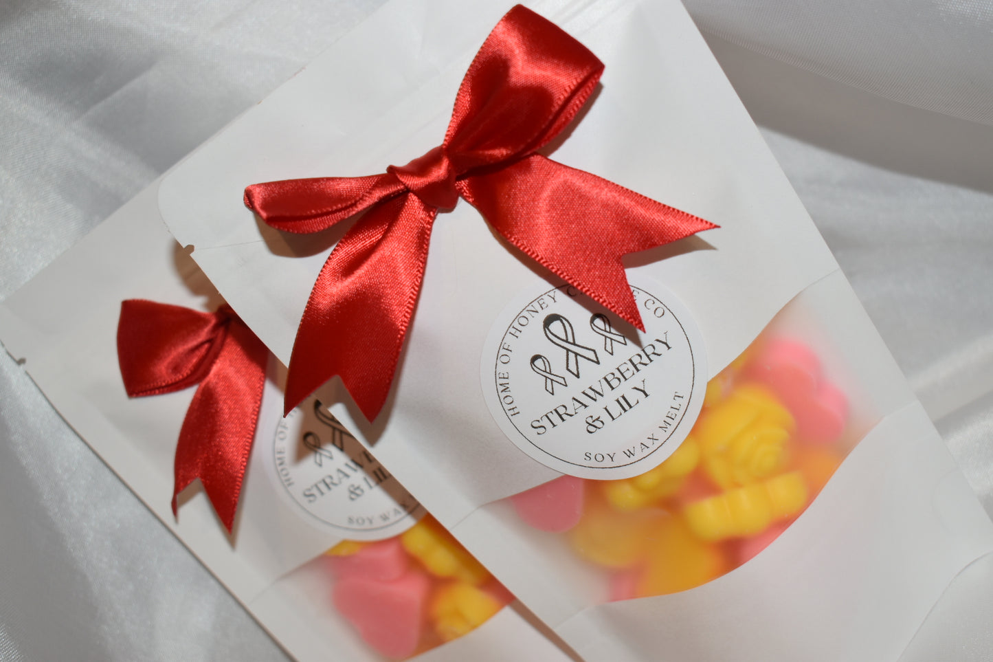 RED RIBBON Stroke Charity wax melt shape bag