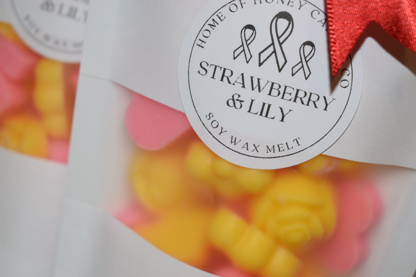 RED RIBBON Stroke Charity wax melt shape bag