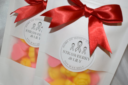 RED RIBBON Stroke Charity wax melt shape bag